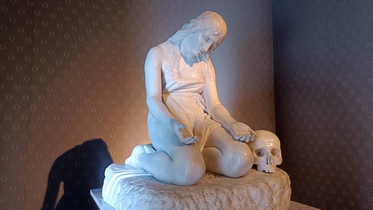opera d'arte con maddalena e teschio